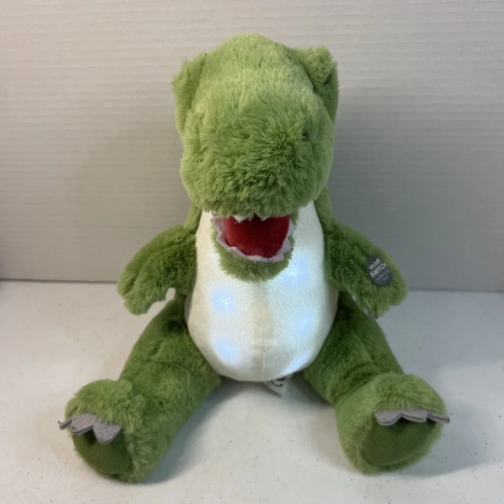 POTTERY BARN KIDS PBK Retired Green Dinosaur Light-Up Plush Stuffed Animal 11